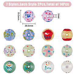 14Pcs 7 Colors AB Color Transparent Crackle Acrylic Round Beads&nbsp;OACR-FH0001-049