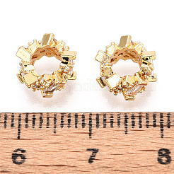 Brass Micro Pave Clear Cubic Zirconia Rondelle European Beads&nbsp;KK-N275-08G