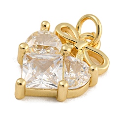 Rack Plating Brass Micro Pave Clear Cubic Zirconia Pendants&nbsp;KK-U030-14G