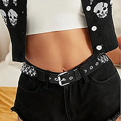 Alloy Star Rivets PU Leather Chain Belts&nbsp;DIY-WH20007-291A
