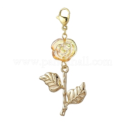 5Pcs 5 Colors Rose Glass Pendant Decorations&nbsp;HJEW-JM01915