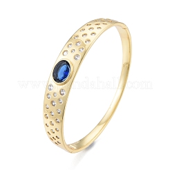 Cubic Zirconia Oval Hinged Bangle&nbsp;BJEW-G651-10G-02