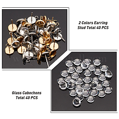 40Pcs 2 Color Ion Plating(IP) 304 Stainless Steel Stud Earring Settings&nbsp;STAS-GA0001-25