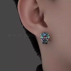 Flower Brass Enamel Hoop Earrings&nbsp;FS-WG4316D-01