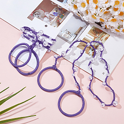 2Pcs Nylon Thread Elastic Fiber with ABS Plastic Pearl Hair Ties&nbsp;OHAR-PH00005