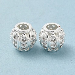 Rack Plating Brass Micro Pave Cubic Zirconia European Beads&nbsp;KK-F866-08S