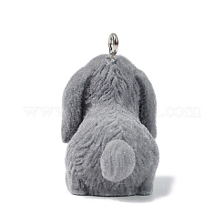 Animal Theme Flocky Opaque Resin Pendants&nbsp;RESI-H042-01P-18