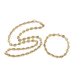 304 Stainless Steel Coffee Bean Chain Necklaces & Bracelets Sets&nbsp;SJEW-D091-09G