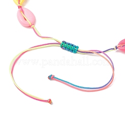 Summer Opaque Plastic Imitation Cowrie Shell Shape Braided Bead Adjustable Necklaces&nbsp;NJEW-JN05178