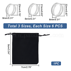 18Pcs 3 Size 201 Stainless Steel Grooved Finger Ring Settings&nbsp;STAS-UN0042-68