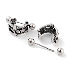Star 316 Surgical Stainless Steel Shield Barbell Hoop Earrings&nbsp;EJEW-Z050-47AS