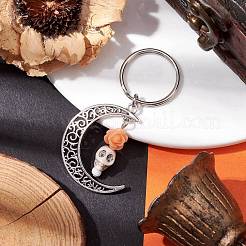 5Pcs Alloy & Synthetic Turquoise & Resin Keychain&nbsp;KEYC-JKC00777-03