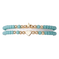 2Pcs 2 Styles Glass Seed Beaded Stretch Bracelet Sets for Women&nbsp;BJEW-JB11373-05