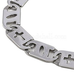201 Stainless Steel Mariner Hollow Cross Link Chain Bracelets&nbsp;BJEW-B078-64P-01