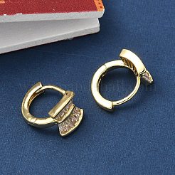 Brass Micro Pave Clear Cubic Zirconia Hoop Earrings&nbsp;EJEW-D323-02G