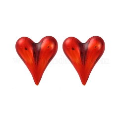 Heart Brass Enamel Stud Earrings&nbsp;EJEW-S274-01G