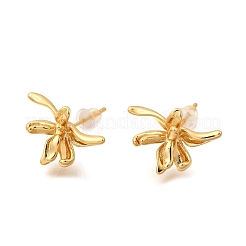 Flower Brass Stud Earrings&nbsp;EJEW-B148-02G