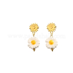 304 Stainless Steel & Handmade Porcelain Stud Dangle Earrings&nbsp;WG2AA73-01