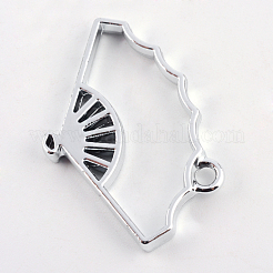 Rack Plating Alloy Fan Open Back Bezel Pendants&nbsp;PALLOY-S047-20D-FF
