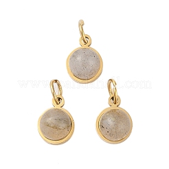 Ion Plating(IP) Natural & Synthetic Mixed Gemstone Half Round Charms with Jump Ring&nbsp;X-STAS-A097-05G