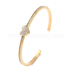 304 Stainless Steel & Rhinestone Cuff Bangles for Women&nbsp;BJEW-D464-01G