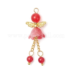 8Pcs 8 Colors Natural Dyed Malaysia Jade & Glass Beaded Angel Pendants&nbsp;PALLOY-JF03985