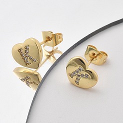 Rack Plating Brass Micro Pave Clear Cubic Zirconia Stud Earrings&nbsp;EJEW-K299-01G-K