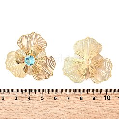 Flower Brass Micro Pave Cubic Zirconia Stud Earrings&nbsp;EJEW-F391-07G-02