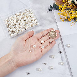 100Pcs ABS Imitation Pearl Snap Rivet Butt Screw&nbsp;DIY-GF0013-40