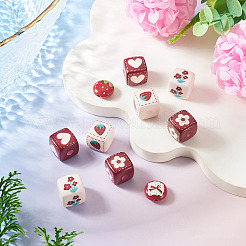 10Pcs 5 Styles Opaque Printed Acrylic Beads&nbsp;MACR-TA0002-96