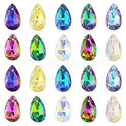 20Pcs 10 Colors Faceted Teardrop Glass Pendants&nbsp;GLAA-YW0004-10
