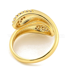 Brass Micro Pave Clear Cubic Zirconia Open Cuff Ring for Women&nbsp;LS-RJEW-M173-06B-G