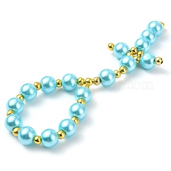 2Pcs 2 Colors Glass Pearl Beads Cross Pendant Decorations&nbsp;HJEW-JM02709-02