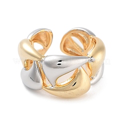 Brass Teardrop Open Cuff Ring for Women&nbsp;RJEW-C102-06GP