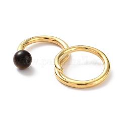 Natural Tiger Eye Double Rings&nbsp;RJEW-B046-01G-01