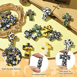 16Pcs 8 Styles Cross Silicone Focal Beads&nbsp;SIL-CJ0002-47