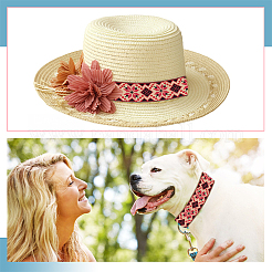 Rhombus Pattern Ethnic Style Embroidery Floral Polyester Ribbons&nbsp;OCOR-WH0070-324A
