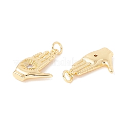 Brass Micro Pave Clear Cubic Zirconia Pendants&nbsp;ZIRC-P098-10G