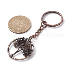 Brass Wire Wrapped Natural & Synthetic Mixed Stone Pendant Keychain&nbsp;KEYC-JKC00655