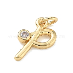 Brass Micro Pave Clear Cubic Zirconia Charms&nbsp;KK-D289-66G-P