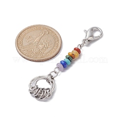 Chakra Gemstone Rondelle Pendant Decorations&nbsp;HJEW-JM01503