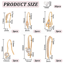12Pcs 6 Styles Brass Cubic Zirconia Earring Hooks&nbsp;KK-BC0010-16