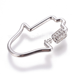 Brass Micro Pave Cubic Zirconia Screw Carabiner Lock Charms&nbsp;ZIRC-F105-10P