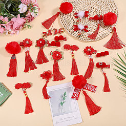 12 Pairs 12 Styles New Year's Day Theme Polyester Alligator Hair Clips&nbsp;PHAR-CA0001-007