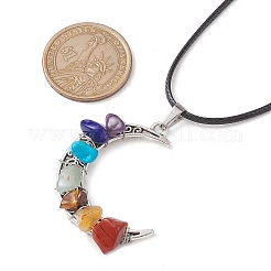 Tibetan Style Alloy Moon Pendant Necklace&nbsp;NJEW-JN04607-02