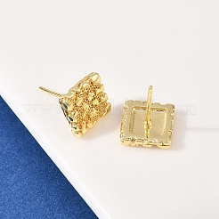 Brass Square Stud Earrings&nbsp;EJEW-F400-17G