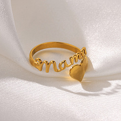 Mother's Day 201 Stainless Steel Cuff Open Rings&nbsp;WG9B31B-01