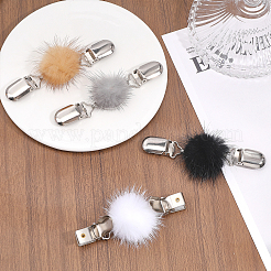 4Pcs 4 Colors Faux Mink Fur Covered Round Beads Sweater Collar Clips&nbsp;JEWB-CA0001-24