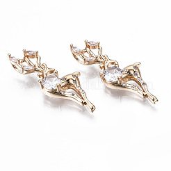 Brass Micro Pave Clear Cubic Zirconia Pendants&nbsp;KK-S359-133-RS