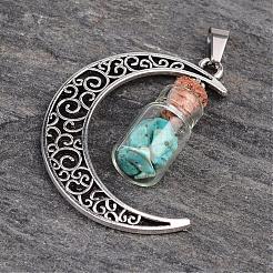 Column Glass Bottle with Natural & Synthetic Mixed Stone Inside Pendants&nbsp;PALLOY-JF00170